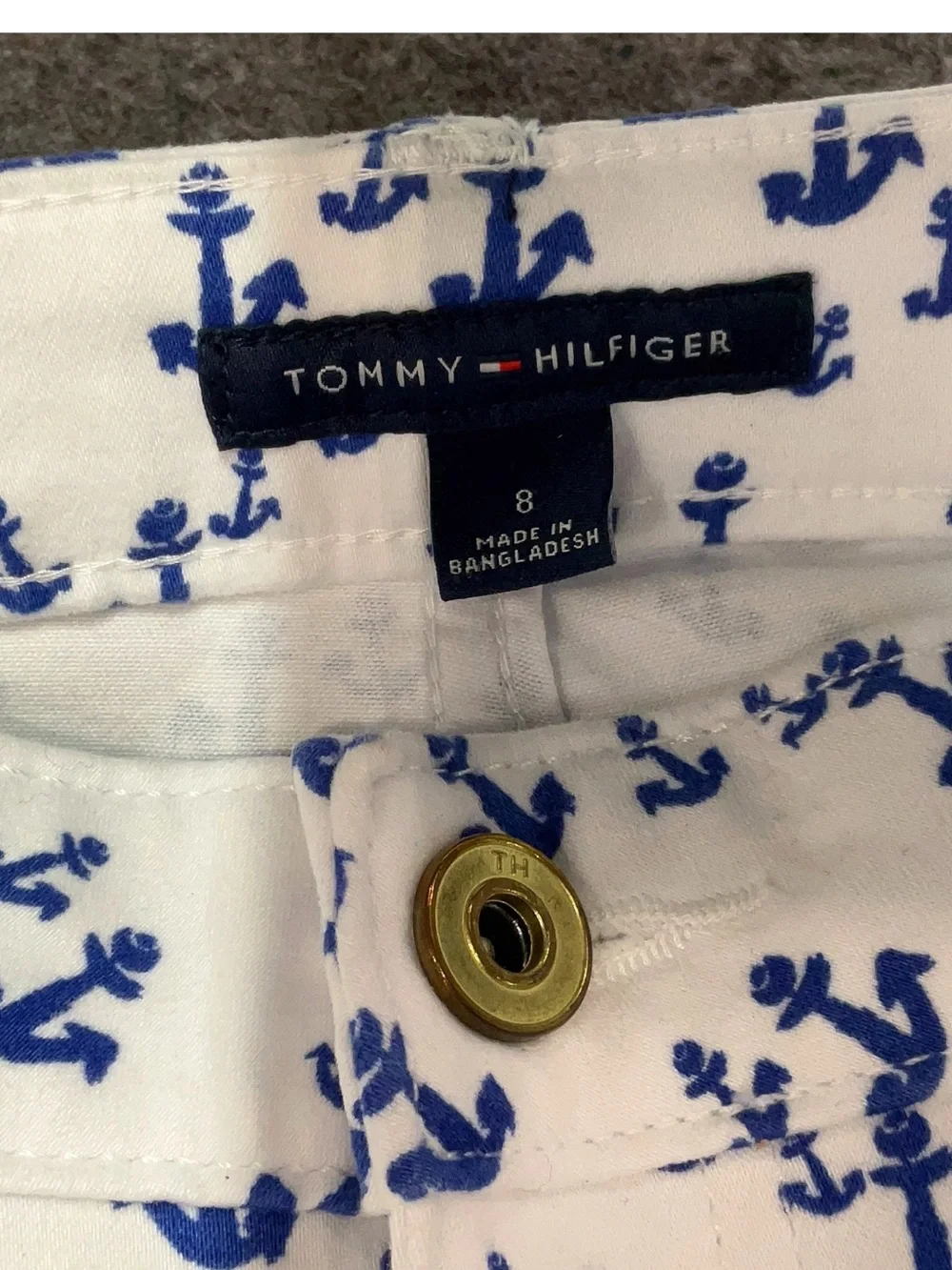 Tommy Hilfiger “Greenwich Skinny Ankle” Crisp Nautical White w/blue Anchor Print